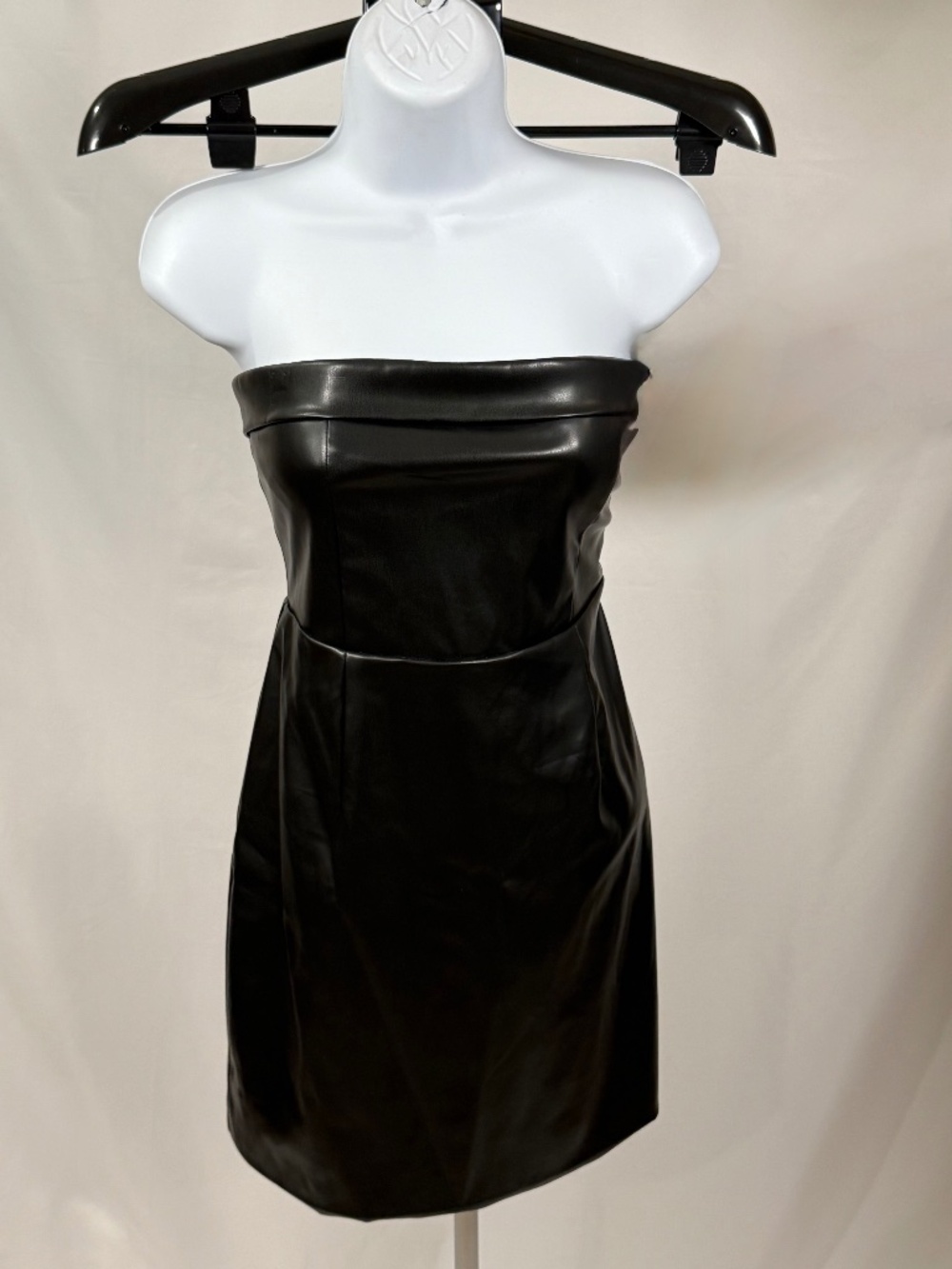 Altar'd State NWT Black Faux Leather Strapless Mini Dress Medium